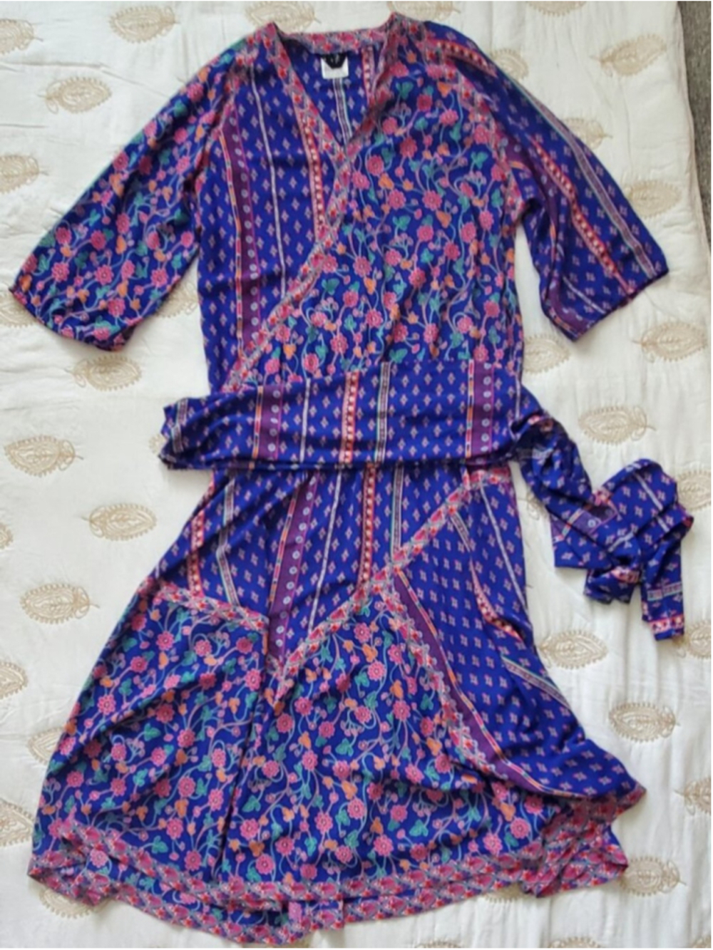 Diane Freis Georgette vintage drop waist boho dress. - Picture 4 of 10